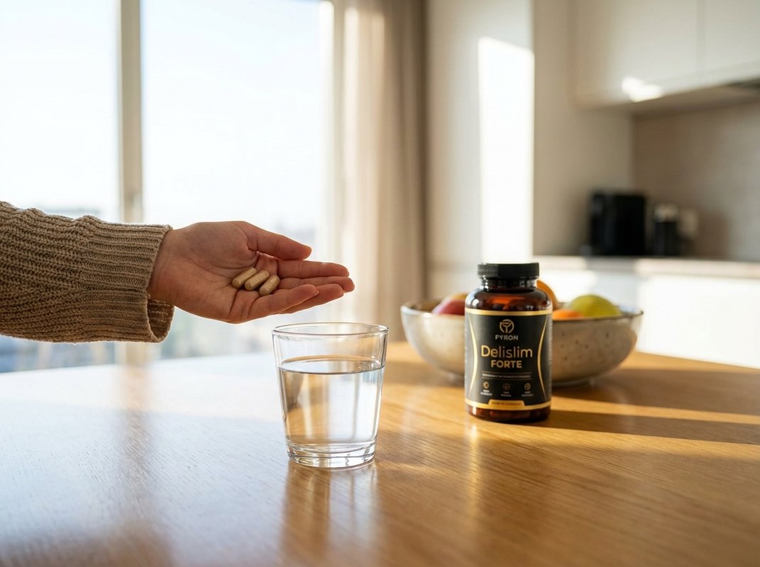 Uzimanje Delislim FORTE kapsula s vodom u dnevnoj rutini